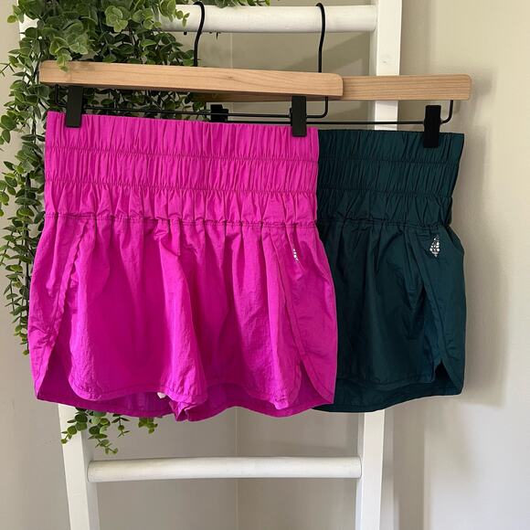 Free People Pants - 2 Free People Movement Shorts Hot Pink & Blue Turquoise Women's size small